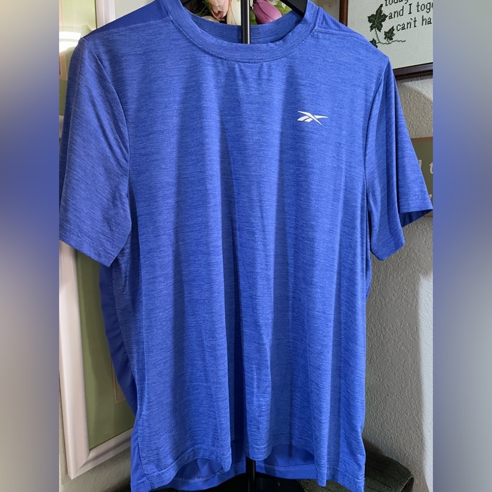 Reebok Men's Royal Blue Heather Athletic Short Sleeve Tee #383